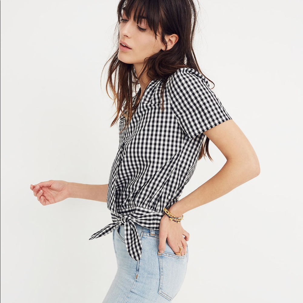 Madewell Short sleeve wrap top in gingham